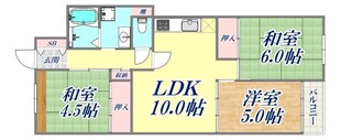 夢野ハイタウン3号棟の物件間取画像